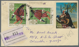 Br Bhutan: 1964/68, 11 Dif. Stamps With One 3D Stamp On 2 Registered Covers From "CAMP PHUNSHOLING" Sent To Calcutta, Re - Bhutan