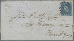 Br Ceylon / Sri Lanka: 1859, 1 D Blue On Letter From COLOMBO With Red COLOMBO POST PAID On Back Sent To Kandy - Sri Lanka (Ceylan) (1948-...)