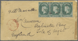 Br Ceylon / Sri Lanka: 1866, Attractive Letter Sent From KANDY With Strip Of Three 2 D Green To The Isle Of Wight. Parts - Sri Lanka (Ceylan) (1948-...)