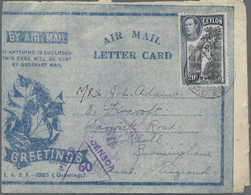 Br Ceylon / Sri Lanka: 1944. Air Mail Letter Card Written From 'E.A. Reinforcement Camp, Ceylon Command' Addressed To En - Sri Lanka (Ceylon) (1948-...)