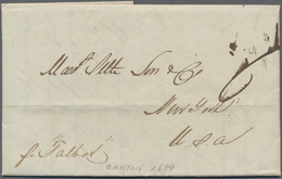 Br China: 1839, Canton: Entire Folded Letter W. Dateline "Canton October 1th 1839" Endorsed "p. Talbot" Rated In Manuscr - Autres & Non Classés