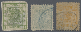 O China: 1878/94, Large Dragon 1 Ca. (torn) Used On Piece, Small Dragon 1 Ca. Used, Dowager 3 Ca. Used. - Other & Unclassified