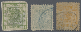 O China: 1878/94, Large Dragon 1 Ca. (torn) Used On Piece, Small Dragon 1 Ca. Used, Dowager 3 Ca. Used. - Altri & Non Classificati