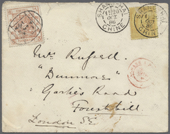 Br China: 1882, Large Dragon Thick Paper 3 Ca. Brownish Red Canc. Seal "Shanghai" On Small Cover W. On Reverse "CUSTOMS - Autres & Non Classés