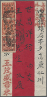 Br China: 1897, Red Revenues 2/cents (2), 1 C. Tied Three Strikes Brown Customs Dater "CUSTOMS CHEFOO MAY 1 1897" To Red - Other & Unclassified