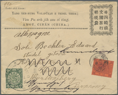 Br China: 1898, Coiling Dragon 10 C. Green Tied Large Dollar "AMOY 4 (MAR 99)" To Cover In Combination W. Hong Kong QV 1 - Autres & Non Classés