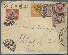 Br China: 1899, Coiling Dragon 1/2 C., 1 C., 2 C. Tied Half Moon Bilingual "TSINTAU CHJINA" In Combination W. Kiautschou - Autres & Non Classés