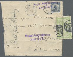China: 1913, Junk 10 C.  (selvadge At Left) Tied "MOUKDEN  23 JUL 14" To Large Part Of Front Cover To France, But German - Other & Unclassified