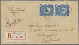 Br China: 1923, Constitution 10 C. Pair Tied Bilingual "TSINGCHOWFU 14.2.18" (Feb. 18, 1925) To Registered Cover To Finl - Autres & Non Classés