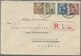 Br China: 1923, Reaper 13 C., 15 C., 16 C., 20 C. Tied "SHANGHAI 4.11.32" To Registered Cover Via Siberia To Munich/Germ - Autres & Non Classés