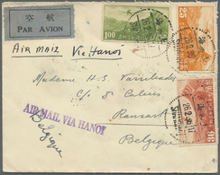 China: 1933, Great Wall Airmails 25 C., 30 C. And $1 Tied "SHANGHAI 26.2.36" To Small Size Air Mail Cover Endorsed "Via - Autres & Non Classés