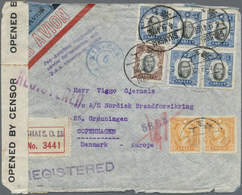 Br China: 1941. Registered Air Mail Envelope Addressed To Denmark Bearing China SG 524, 40c Orange, SG 594, $1 Brown And - Autres & Non Classés