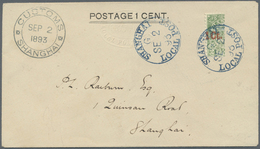 GA China - Lokalausgaben / Local Post: 1893. 'Postage 1 Cent' Stationery Envelope Bearing Surcharge In Vermilion 1ct On - Altri & Non Classificati