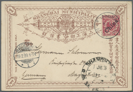 GA China - Shanghai: 1895, Stationery Card 1 C. Brown Used As Form Large Dollar "SHANHGAI 1. JAN 99"  W. German Offices - Other & Unclassified