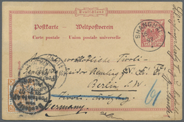GA China - Shanghai: 1897, 1/2 C. Orange On UPU Card Germany, 10 Pf. Canc. "SHANGHAI 16 1 97" To Berlin/Germany And Fwd. - Other & Unclassified