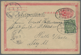 GA China - Ganzsachen: 1897, Card ICP 1 C. Uprated Coling Dragon 10 C. Tied Oval Bilingual "PEKING JAN 19 01", Posted Ge - Cartes Postales