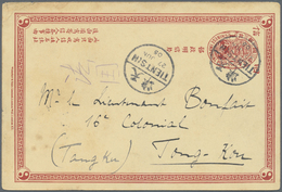 GA China - Ganzsachen: 1905. Chinese Imperial Post Postal Stationery Reply Card (minor Spots) 1c Red Cancelled By Tients - Postcards