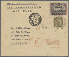 China - Flugpost: 1933, FFC Canton-Shanghai, 2nd Airmail 45 C. W. Junk 1 C./ 4 C. Tied Commemorative Dater "Canton 22.10 - Altri & Non Classificati