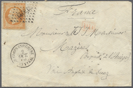 Br China - Besonderheiten: 1860. Envelope Addressed To France Bearing French Napoleon Yvert 16, 40c Orange (imperf) With - Altri & Non Classificati