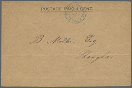 GA China - Besonderheiten: 1893, Stationery Envelope On Manila 145x95 Mm Blue "POSTAGE PAID 1 CENT." W. Oval Embossing T - Other & Unclassified