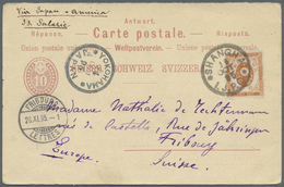 GA China - Besonderheiten: 1895. Switzerland Postal Stationery Reply Card 10c Claret Written From Shanghai Dated 'Shangh - Other & Unclassified