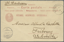 GA China - Besonderheiten: 1896. Switzerland Postal Stationery Reply Card 10c Claret Written From Shanghai Dated '22nd A - Other & Unclassified