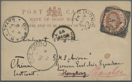GA China - Besonderheiten: Incoming Mail, 1897, Cape Colony, Card QV 1d. "...BOOS 29/9 97" To Lt. Aboard German "SMS Arc - Altri & Non Classificati