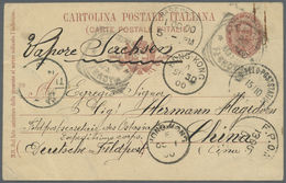 GA China - Besonderheiten: Incoming Mail, 1900, Italy, Stationery Card 10 Cs "GENOVA 20 AGO 00" Endorsed "Vapor Sachsen" - Altri & Non Classificati