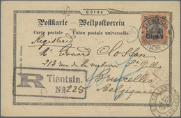 Br China - Besonderheiten: German Offices, 1901, 30 Pf. Tied "TIENTSIN DP 15/4 02" To Registered Ppc (Tungchow Channel) - Other & Unclassified