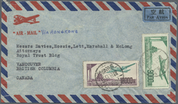 Br China - Volksrepublik: 1951, Airmail $10.000, $3.000 Tied "SHANGHAI 51.8.15" On Small Size Air Mail Cover To Vancouve - Autres & Non Classés