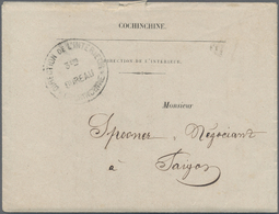 Br Cochinchina: 1870. Stamp-less Official Mail Envelope (roughly Opened) Written From Saigon Dated '24th Feb 1870' Addre - Altri & Non Classificati