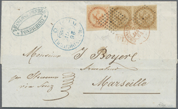 Br Französisch-Indien: 1863. Envelope Addressed To France Bearing French General Colonies Yvert 3, 10c Bistre (pair) And - Storia Postale