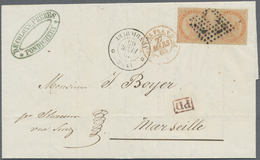 Br Französisch-Indien: 1865. Envelope Addressed To France Bearing French General Colonies 'Eagle' Yvert 5, 40c Orange (i - Storia Postale