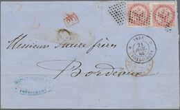 Br Französisch-Indien: 1868. Envelope Addressed To France Bearing French General Colonies 'Eagle' Yvert 6, 80c Rose (2) - Covers & Documents