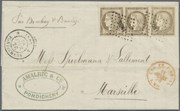 Br Französisch-Indien: 1876. Envelope Addressed To France Bearing French General Colonies Yvert 20, 30c Brown (3) Tied B - Covers & Documents