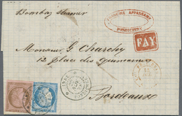 Br Französisch-Indien: 1878. Envelope Addressed To France Bearing French General Colonies Yvert 18, 10c Brown/rose And Y - Storia Postale