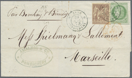 Br Französisch-Indien: 1879. Envelope Addressed To France Bearing French General Colonies 'Ceres' Yvert 17, 5c Green/azu - Storia Postale