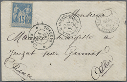Br Französisch-Indochina: 1883. Military Mail Envelope Addressed To France Written From '4th Regiment D'Infantry De Mari - Storia Postale