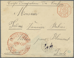 Br Französisch-Indochina: 1888, Fieldpost-envelope (b/s Bottom Flap Missing) With Red Octagonal " LIGNE N PAQ.FR.No6 22 - Storia Postale