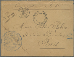 Br Französisch-Indochina: 1894. Stamp-less Envelope (creased, Small Tear At Top) Addressed To Paris Endorsed 'Corps D 'O - Storia Postale