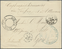 Br Französisch-Indochina: 1896, Fieldpost-envelope With Three Double Cds "TOURRANE ANNAM 1 MARS 96", "LIGNE N 1 MARS 96" - Lettres & Documents