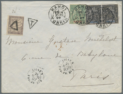 Br Französisch-Indochina: 1897. Envelope Addressed To France Bearing French Indo-China SG 9, 5c Green And SG 10, 10c Bla - Storia Postale