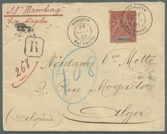 Br Französisch-Indochina: 1901. Registered Envelope Addressed To Algeria, North Africa Bearing Indo-China SG 16, 50c Ros - Storia Postale