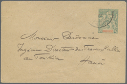 GA Französisch-Indochina: 1901. Lndo-China Postal Stationery Envelope 5c Green Cancelled By Weak 'Muong-Ngoi/Haut-Laos' - Covers & Documents