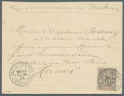 Br Französisch-Indochina: 1903. Envelope Endorsed 'Corps D'Occupation Du Tonkin' Addressed To The 'Captain Bonary Du Art - Storia Postale