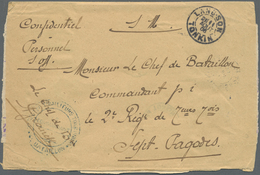 Br Französisch-Indochina: 1905. Stamp-less Envelope (opend For Display) Addressed To The 'Chef De BattailIon, Commandant - Lettres & Documents