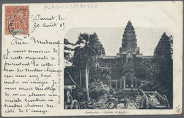 Br Französisch-Indochina: 1905. Picture Post Card Of 'Angkor Watt' Addressed To Hankow, China Bearing French Indo-China - Lettres & Documents