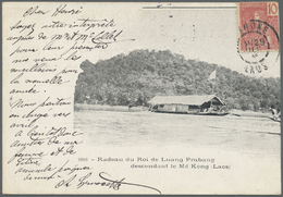 Br Französisch-Indochina: 1907. Picture Post Card Of 'The Royal Barge On The Mekong River, Luang-Prabang' Addressed To F - Covers & Documents