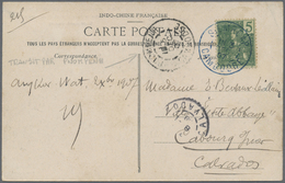 Br Französisch-Indochina: 1907. Picture Post Card Of The 'Temple Angkor-Wat' Addressed To France Bearing Indo-China Yver - Covers & Documents