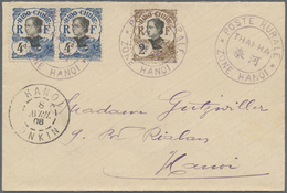 Br Französisch-Indochina: 1908. Envelope Addressed To Hanoi Bearing Indo-China SG 52, 2c Brown And SG 53, 10c Blue (pair - Lettres & Documents